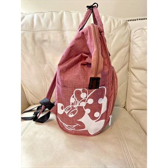 Anello Minnie Mouse Backpack Bag Top Handle Nylon Lightweight Pink - Picture 4 of 12
